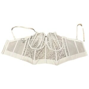 Goddess‎ Bra 44FF Lace Bustier White Bridal Formal Longline Strapless Women's
